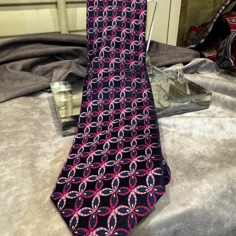 Vintage Countess Mara Silk Crown‎ Navy/Pinks Modern Tie